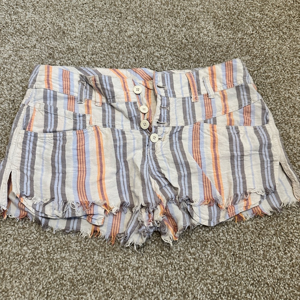 Free People Linen Striped Shorts